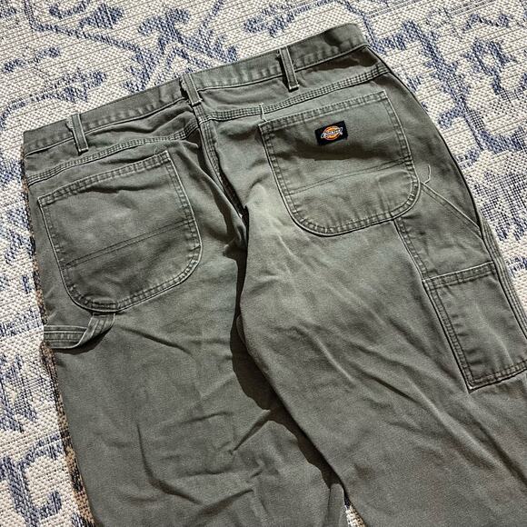 VTG Y2K Green Dickies Carpenter Work Pants SZ 38 x 29 Wide Leg - Picture 2 of 7